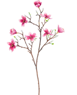 Artificial Branch Magnolia lille blomstret 89 cm pink har en gren med flere blomstrende pink magnolia blomster og grønne blade, perfekt til dekorativ brug.