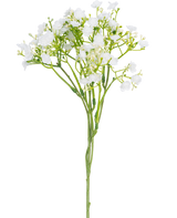 En enkelt kunstig gren af Baby's Breath måler 46 cm med små, sarte hvide blomster og grønne stængler mod en almindelig hvid baggrund.
