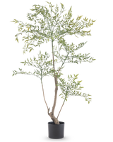 Artificial Ruscus 120 cm er en høj, slank kunstig plante med lange tynde grene med mange små grønne blade. Den står i en enkel sort potte og bringer realistisk grønt til ethvert rum uden behov for vedligeholdelse.