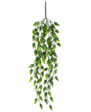 The Artificial Hanging Plant Hop UV 80 cm er en hængende kunstig plante med cascading grønne blade på lange, slanke stængler, isoleret på en hvid baggrund.