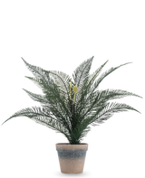 Kunstig plante Phoenix bregne 39 cm i en enkel, vejrbidt terracotta potte med frodige, fjergrønne blade mod en almindelig hvid baggrund.