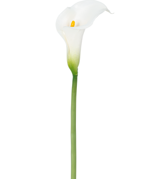 En kunstig lilje 84 cm hvid med et gult hjerte.