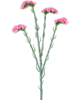 Artificial Branch Statice 64 cm pink har tre grønne stængler med små krøllede blade, der hver ender i bundter af sarte lyserøde blomster, isoleret på en hvid baggrund.