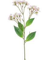 En kunstig blomsterorkidé Real Touch Pink på 50 cm med flere bundter af lyserøde blomster og grønne blade, isoleret på en hvid baggrund.