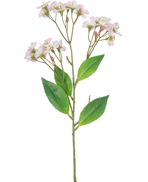 En kunstig blomsterorkidé Real Touch Pink på 50 cm med flere bundter af lyserøde blomster og grønne blade, isoleret på en hvid baggrund.