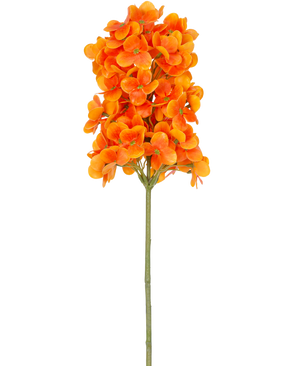 En enkelt kunstig blomstersnebold Real Touch Orange, 58 cm høj, har lyse orange klasede blomster på en grøn stilk, mod en almindelig hvid baggrund.