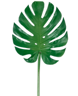 Artificial Leaf Monstera 88cm er et stort kunstigt grønt monstera-blad med dybe slidser og perforeringer, mod en almindelig hvid baggrund.