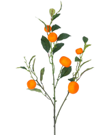 En kunstig grenmandarin 104 cm orange gren med grønne blade og levende orange mandarin-lignende frugter, mod en almindelig hvid baggrund.