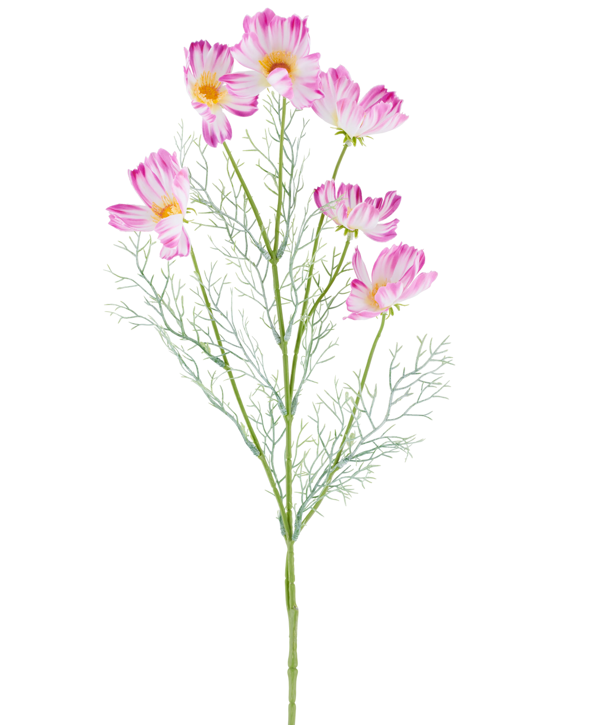 En 78 cm Artificial Flower Cosmo i creme/pink, med flere lyserøde og hvide kosmosblomster og fjergrønne blade, afbildet mod en almindelig hvid baggrund.