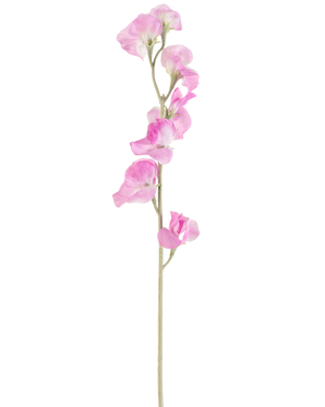 En enkelt kunstig blomsterært 64 cm pink har sarte, flæsede lyserøde kronblade og en lysegrøn stilk, mod en almindelig hvid baggrund.