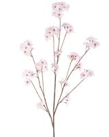 Artificial Flower Cherry Blossom 130 cm lys pink har flere tynde stængler med bundter af sarte lys pink kirsebærblomster, smukt arrangeret og isoleret på en hvid baggrund.