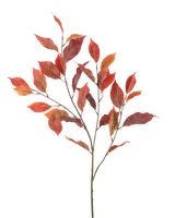 Artificial Flower Elm Leaf 113 cm rød har flere tynde stængler med levende røde og orange efterårsblade, isoleret på en hvid baggrund.