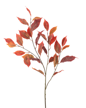Artificial Flower Elm Leaf 113 cm rød har flere tynde stængler med levende røde og orange efterårsblade, isoleret på en hvid baggrund.