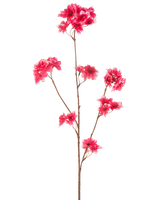 Artificial Flower Cherry Blossom 85 cm fuchsia har en enkelt brun stilk med flere grene, hver dekoreret med klynger af levende fuchsia kunstige kirsebærblomster, mod en almindelig hvid baggrund.