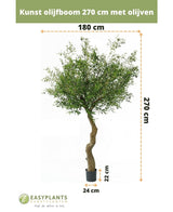 Kunstigt oliventræ 270 cm med oliven