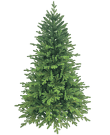 Det kunstige juletræ "Ibsen" PE/PVC er fyldigt og grønt med tætte grene mod en almindelig hvid baggrund, klar til din yndlings julepynt.