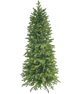 Artificial Christmas Tree Slim "Undset" PE/PVC - Smart LED har tætte grene, varme hvide lys og en robust sort metalfod - ideel til juledekorationer i dit festlige hjem.