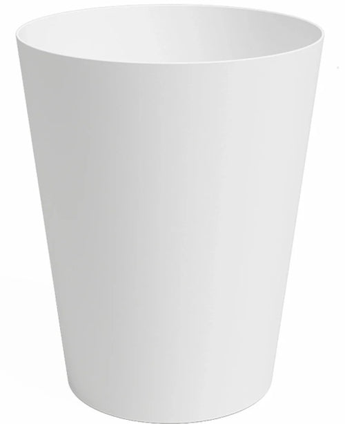 Porto Plantekasse Ø40cm x H50cm er en almindelig, hvid, cylindrisk plantekasse med en let udstrakt top, mod en hvid baggrund.
