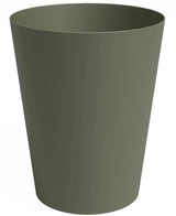 Plantekassen Porto Ø40cm x H50cm er en olivengrøn, cylindrisk plantekasse med en let tilspidset form og glat overflade, vist mod en hvid baggrund.