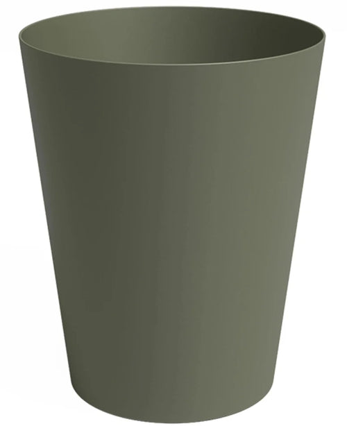 Plantekassen Porto Ø40cm x H50cm er en olivengrøn, cylindrisk plantekasse med en let tilspidset form og glat overflade, vist mod en hvid baggrund.