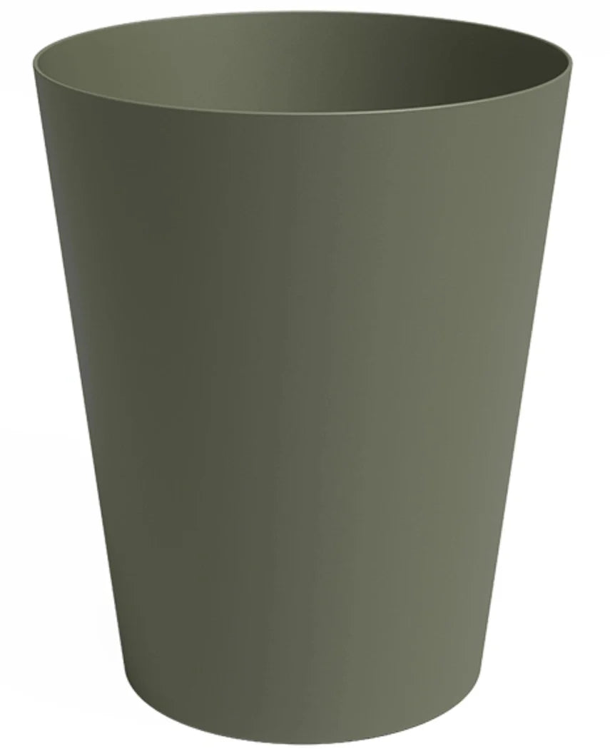 De Plantenbak Porto Ø40cm x H50cm is een olijfgroene, cilindervormige plantenbak met een licht taps toelopende vorm en glad oppervlak, afgebeeld tegen een witte achtergrond.