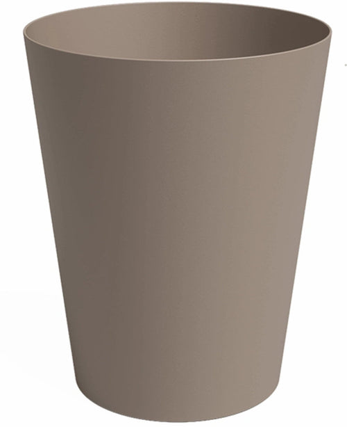 Plantekassen Porto Ø40cm x H50cm er en almindelig, cylindrisk taupe plantekasse med en glat overflade og let udstrakt top, mod en hvid baggrund.