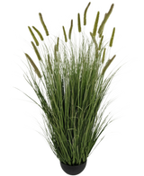 Artificial Grass Cattail Onion Grass Pot 150 cm brandhæmmende har naturtro, lange grønne blade og høje frøhoveder i en kompakt sort potte, hvilket gør den til en slående kunstgræsplante til ethvert rum.