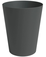 Plantekassen Porto Ø40cm x H50cm er en almindelig, mørkegrå, cylindrisk plantekasse med en let tilspidset form, vist mod en hvid baggrund.
