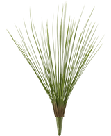 Kunstgræsplanten Royal Grass UV 60 cm har høje, tynde, grønne kunstgræsstængler, der er bundtet i bunden og vifter udad mod en almindelig hvid baggrund.