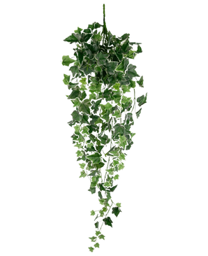 Artificial Ivy 70 cm grøn/hvid er en hængende kunstig efeuplante med frodige grønne og hvide fossende blade på lange stængler, mod en almindelig hvid baggrund.