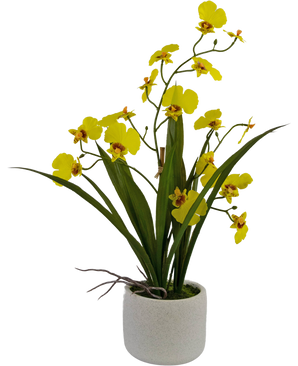 Kunstig Oncidium Real Touch 48 cm gul