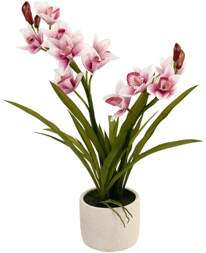 Kunstig Cymbidium Real Touch 60 cm lyserød