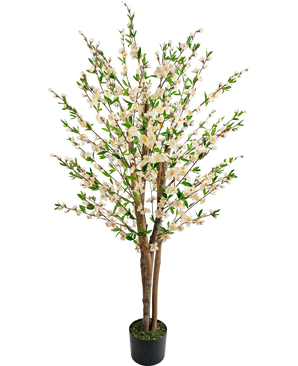 Kunstig kirsebærblomst plante 150 cm creme