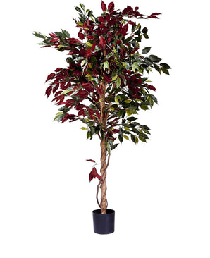 Brandhæmmende kunstig plante Ficus grøn/rød 180 cm