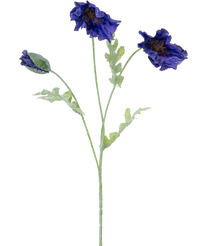 Kunstig blomst Valmue 73 cm mørkeblå
