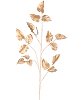 Art Branch Salal 95 cm guld har en enkelt guldmalet gren med flere blade på en almindelig hvid baggrund.