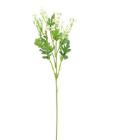 Kunstig blomst Daisy Mini 61 cm: hvid kunstig blomst i form af en tusindfryd, med hvide kronblade, et gult hjerte og grønne blade.