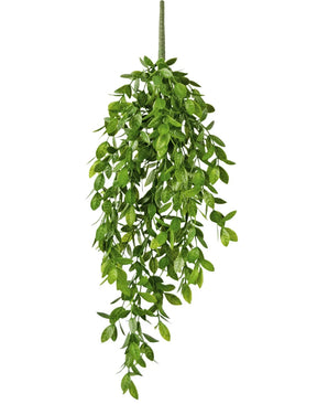 De Kunst hangplant Gardenia 61 cm heeft weelderige groene bladeren in de vorm van een druppel, waardoor een levensechte hangende kunstplant ontstaat die perfect is voor thuisdecoratie.
