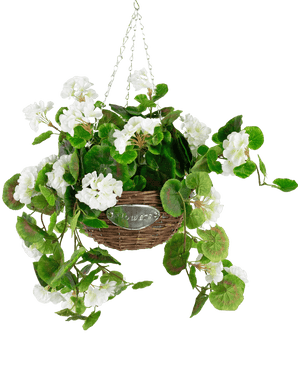 Kunstig begonia hvid i kurv UV 70cm
