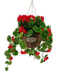 Kunstig begonia lilla i kurv UV 70cm