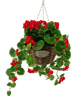 Kunstig begonia lilla i kurv UV 70cm