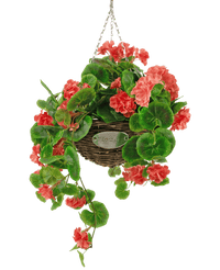Kunstig begonia pink i kurv UV 70cm