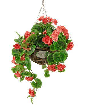 Kunstig begonia pink i kurv UV 70cm
