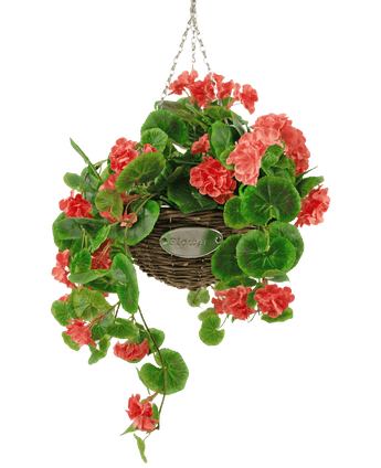 Kunstig begonia pink i kurv UV 70cm