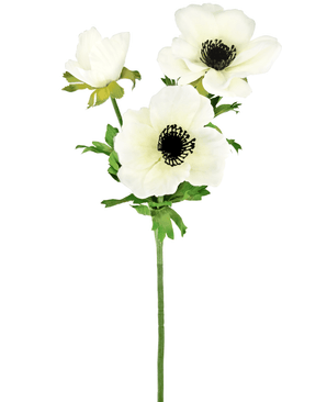 Kunstig blomst Anemone forgrenet 56 cm hvid