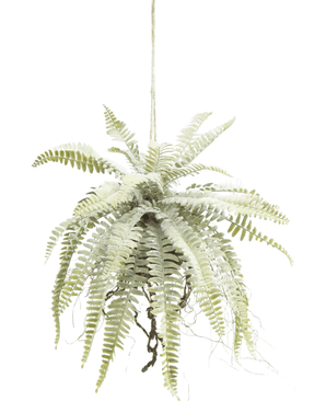 Kunstig hængeplante Frosted Fern på kugle 76 cm