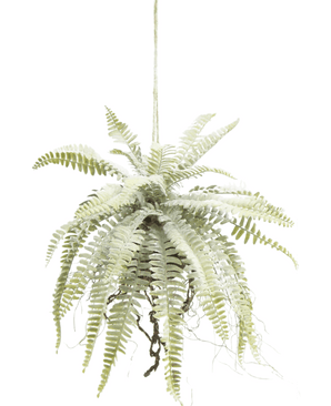 Kunstig hængeplante Frosted Fern på kugle 76 cm