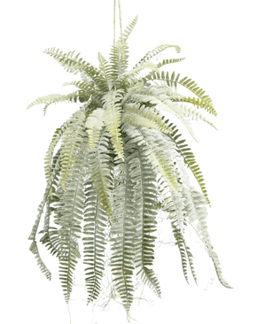 Kunstig hængeplante Frosted Fern på kugle 97 cm