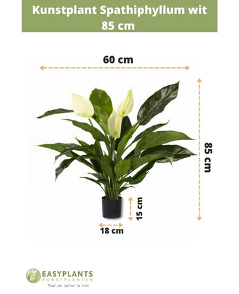 Kunstig plante Spathiphyllum hvid 85 cm