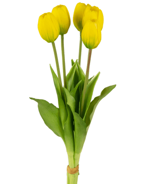 Kunstig tulipanbuket Real Touch Yellow 40 cm